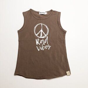 NWOT • SALTY SHREDS 'Rad Vibes' Taupe Tanktop {5/6}